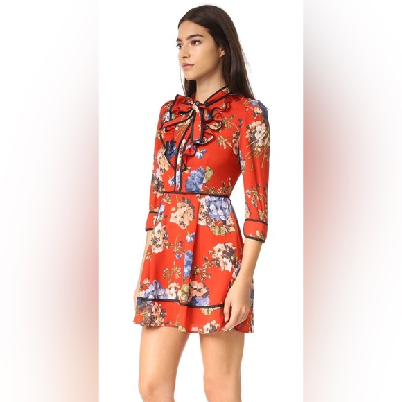 Red Floral Print Dress - Picture 3 of 6